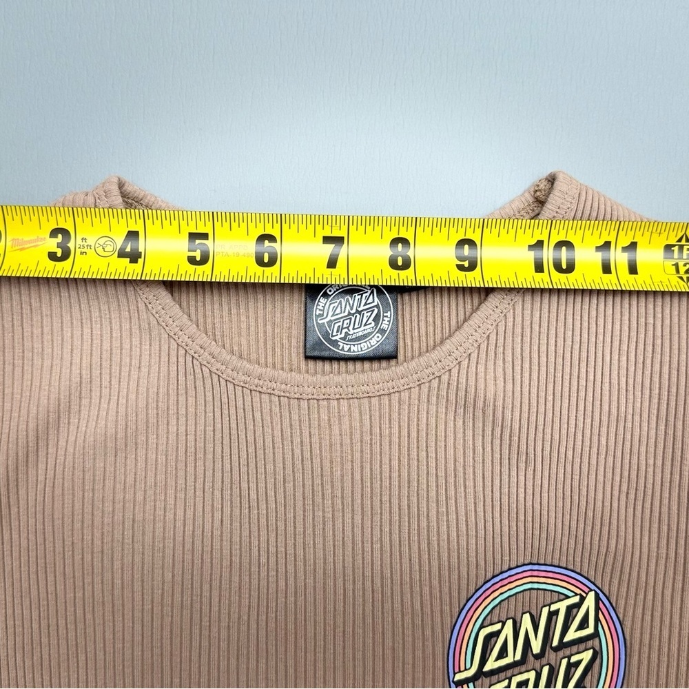 Santa Cruz Ribbed Crop Top Brown Women Size S Cotton Spandex - Picture 10 of 10